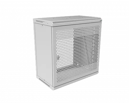 Шкаф телекоммуникационный настенный разборный МИКсистем 19" Basis 12U 600x350  дверь перфорация серый